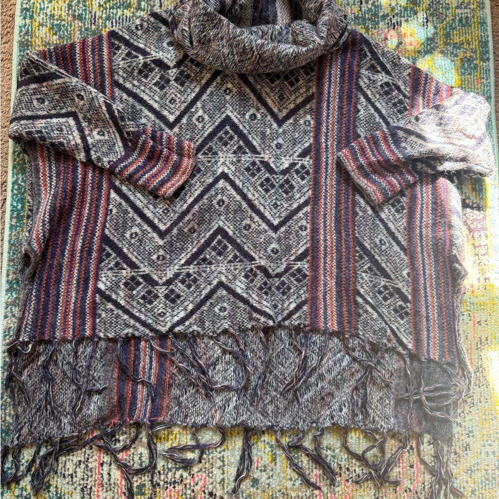 Free People turtleneck poncho sweater